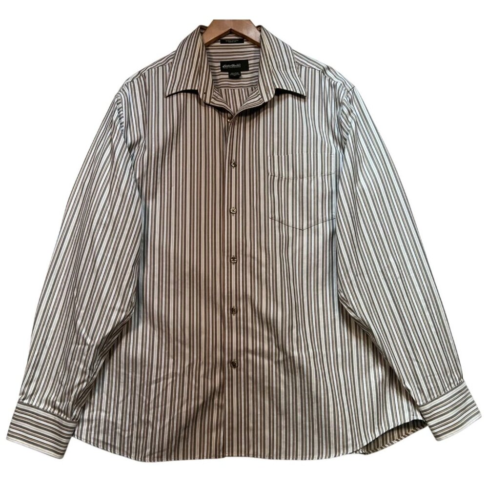 Eddie Bauer Men's Cotton Button Down Shirt Long Sleeve Size XL Multicolor Stripe